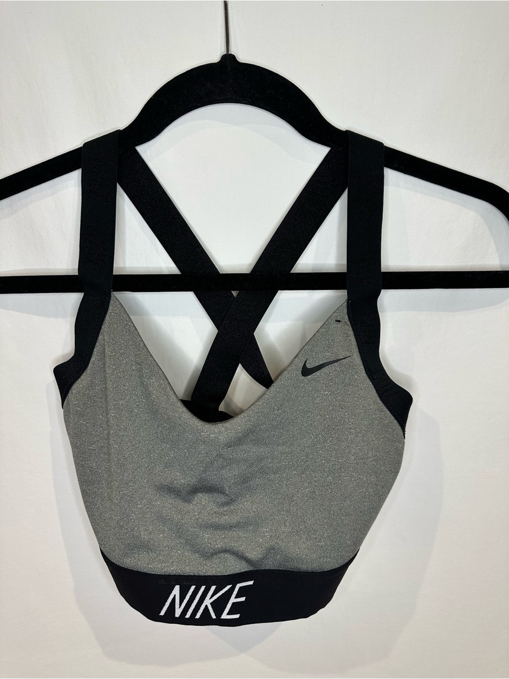 Nike Gray and Black Cross-Back Support Sports Bra